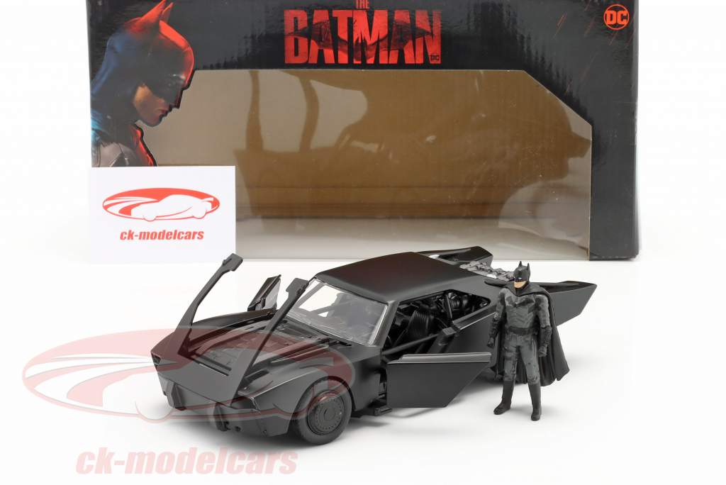 Batmobil mit Batman Figur Film The Batman (2022) schwarz 1:24 Jada Toys