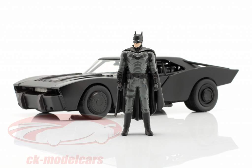 Batmobil mit Batman Figur Film The Batman (2022) schwarz 1:24 Jada Toys