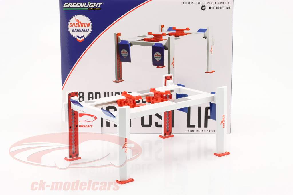 調整可能 四柱 昇降プラットフォーム Chevron 白 / 青い / 赤 1:18 Greenlight
