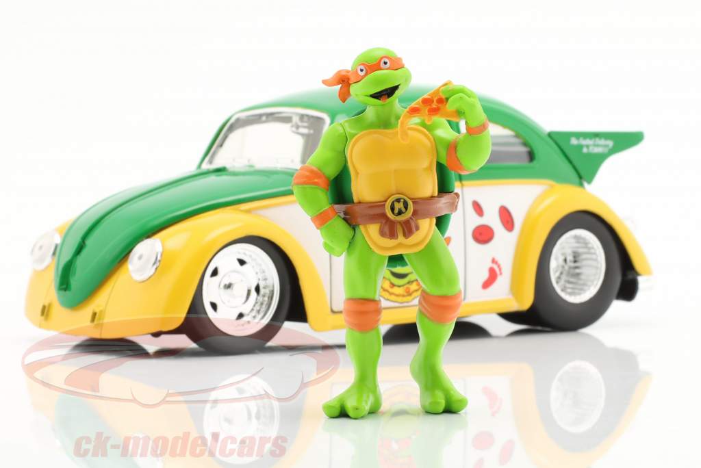 Volkswagen VW Drag Beetle 1959 with Turtles figure Michelangelo 1:24 Jada Toys