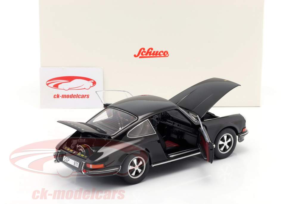 Porsche 911 S Coupe Byggeår 1973 sort 1:18 Schuco