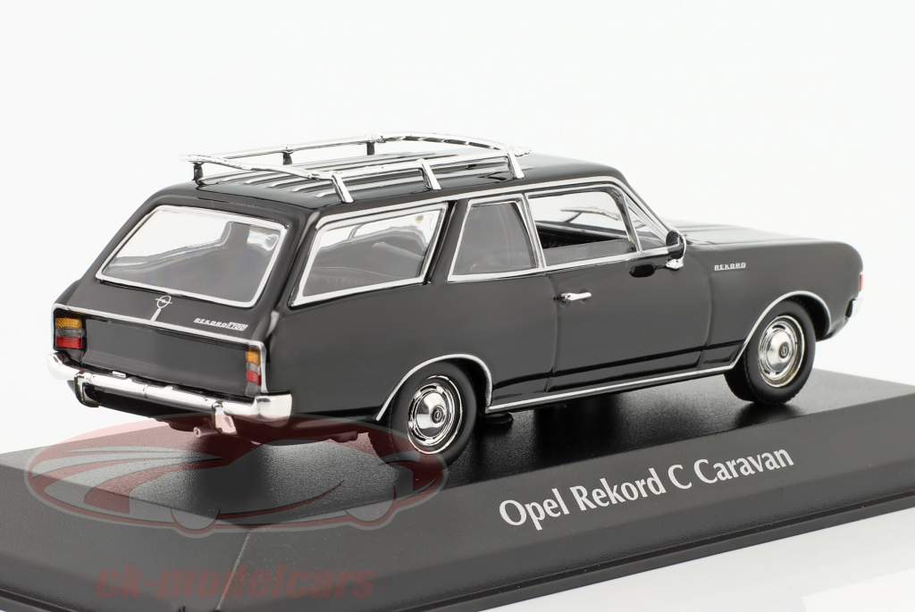 Opel Rekord C Caravan Byggeår 1968 sort 1:43 Minichamps