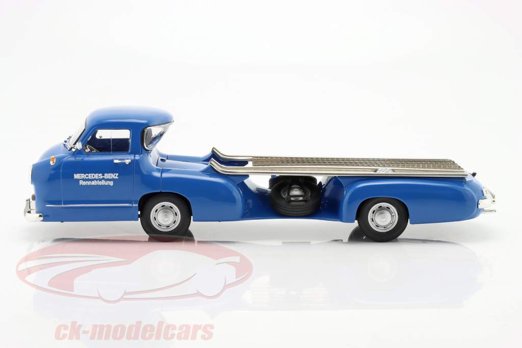 Mercedes-Benz race transporter Dat blauwheid Vraag me af bouwjaar 1955 blauw 1:18 WERK83