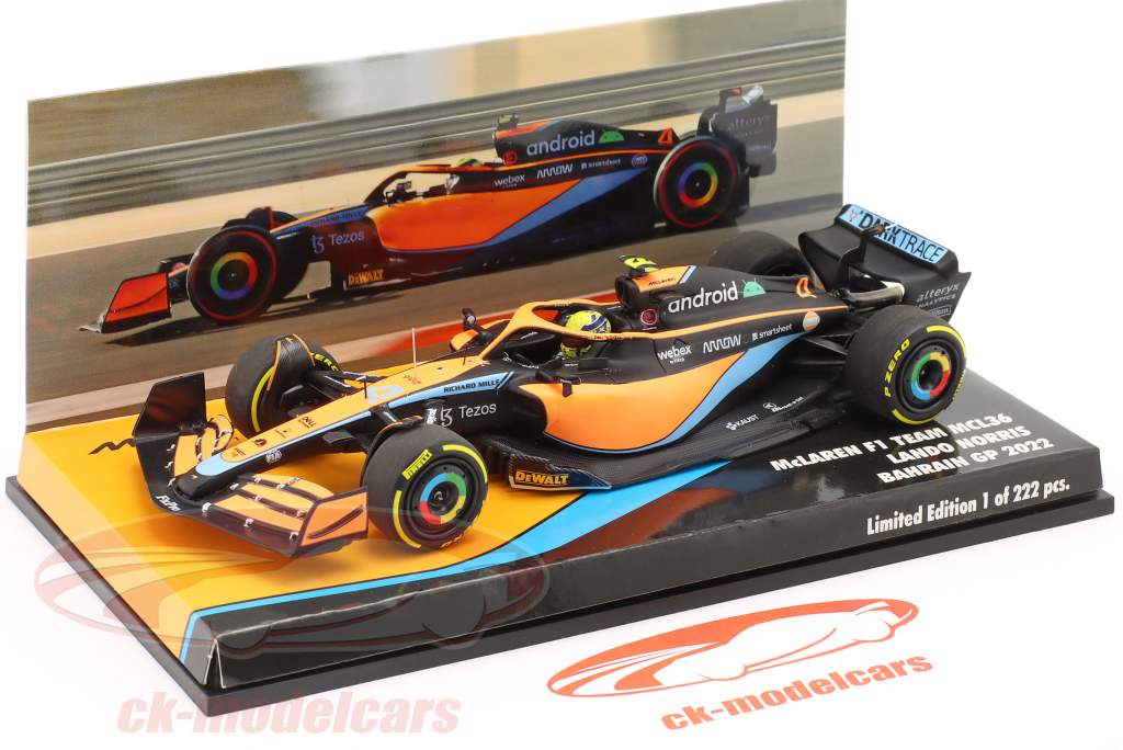 Lando Norris McLaren MCL36 #4 Bahrain GP fórmula 1 2022 1:43 Minichamps