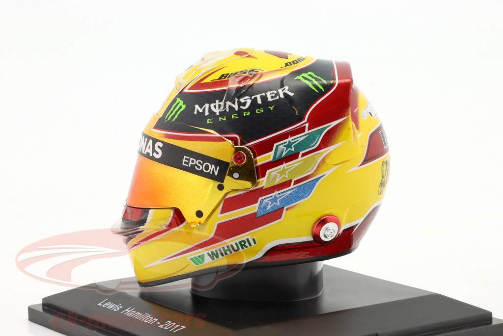 L. Hamilton #44 Mercedes Petronas formel 1 Verdensmester 2017 hjelm 1:5 Spark Editions