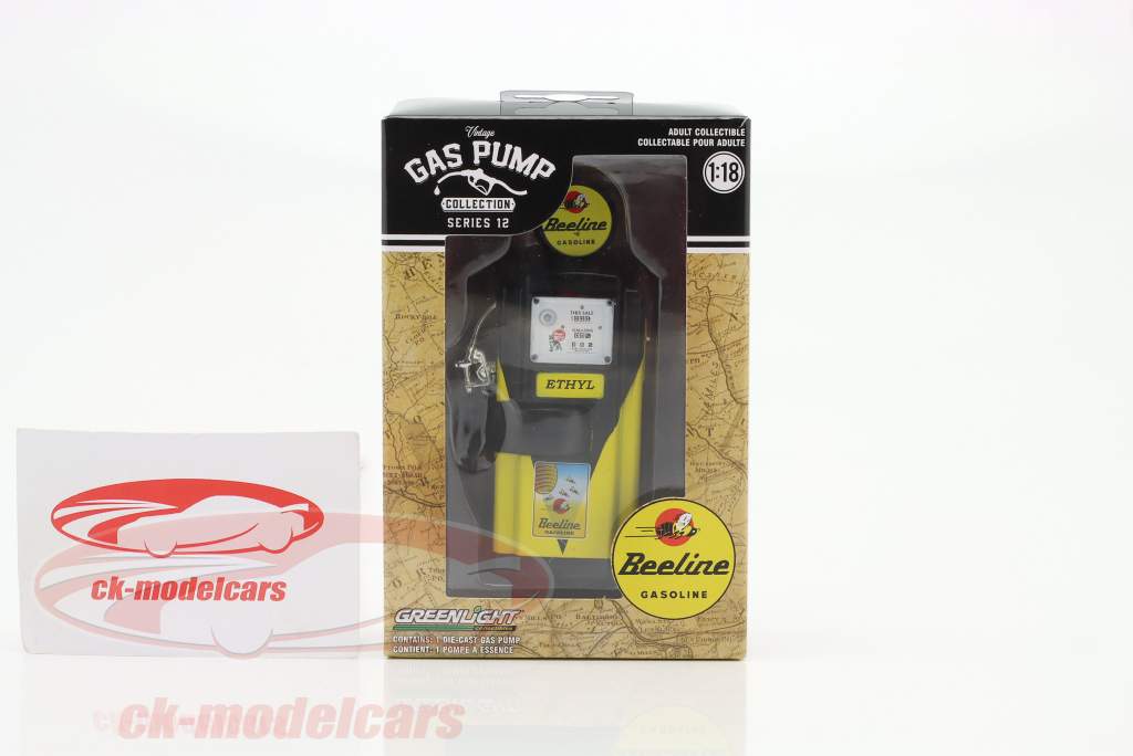 Wayne 100-A gas pump Beeline Gasoline 1948 black / yellow 1:18 Greenlight