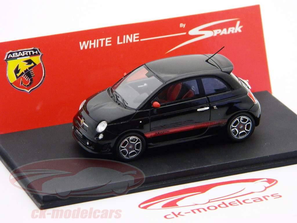Abarth Fiat 500 2008 black with red stripe 1:43 Spark