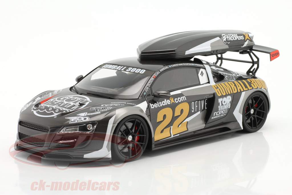 GT-SPIRIT 1:18 Audi R8 Gumball 3000 #22 黒 / 白 / 金 GT386