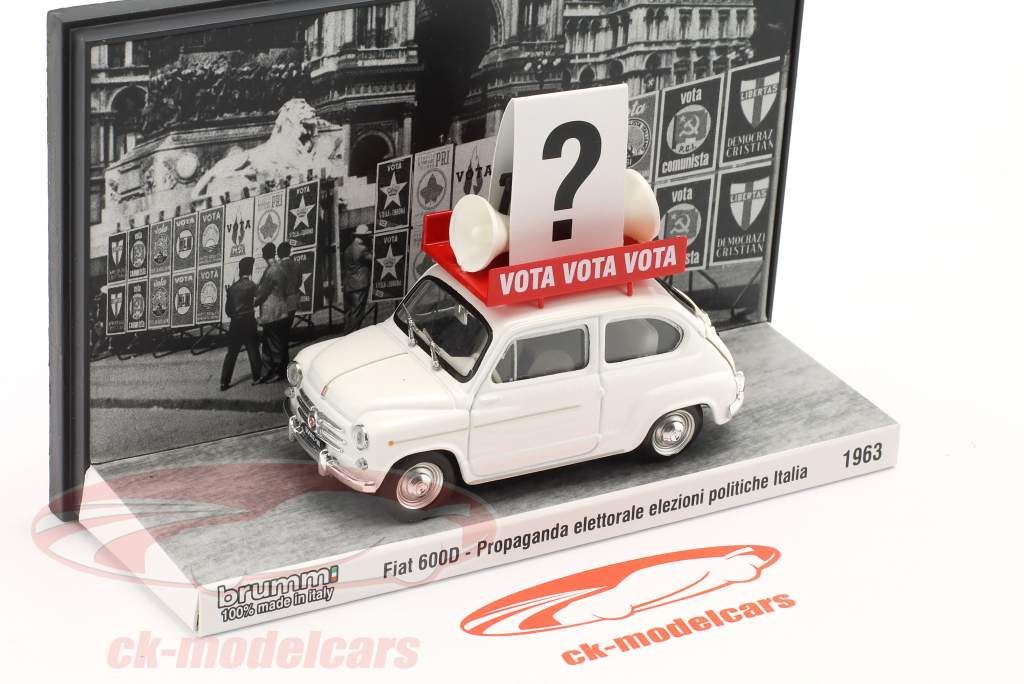 Fiat 600D 建設年 1963 イタリアの 選択 宣伝 車両 白 1:43 Brumm