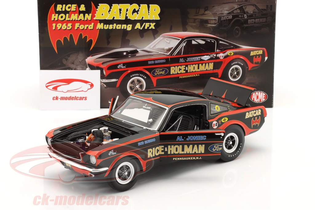 Ford Mustang A/FX Batcar Rice & Holman 1965 sort / rød 1:18 GMP