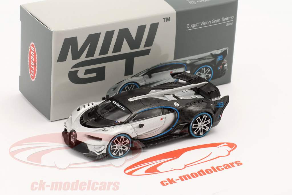 Bugatti Vision Gran Turismo zilver / zwart 1:64 TrueScale