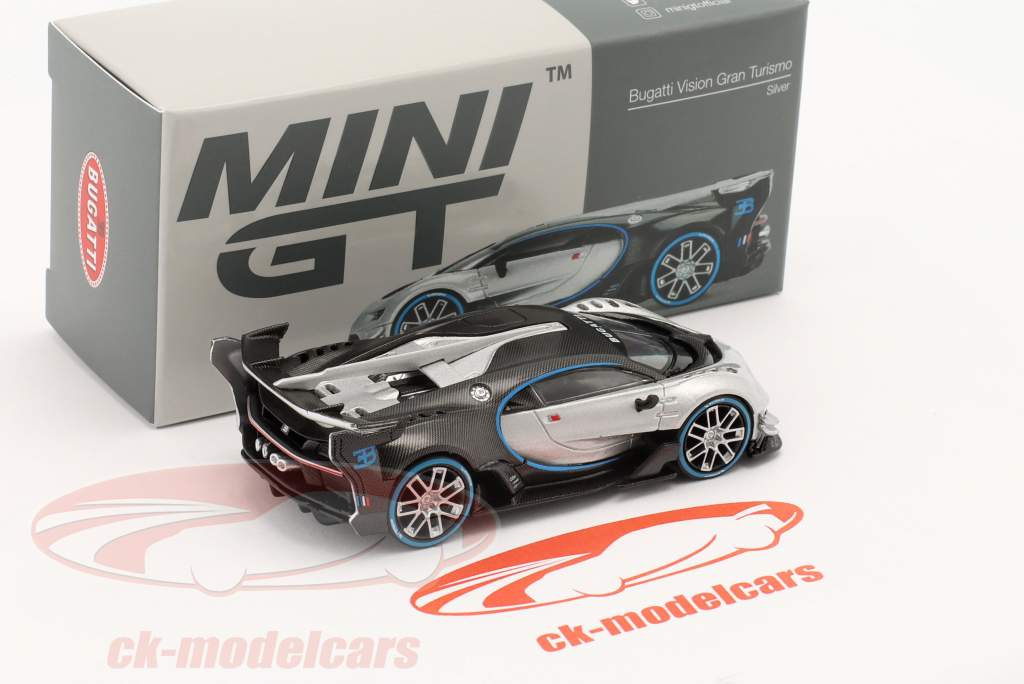 Bugatti Vision Gran Turismo zilver / zwart 1:64 TrueScale