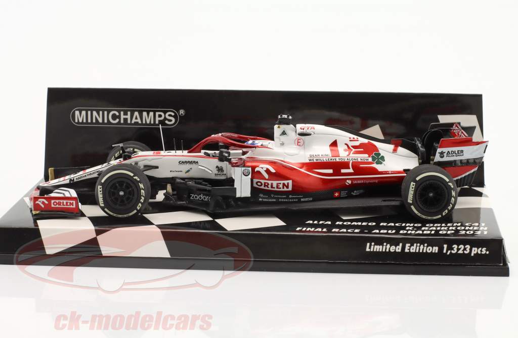 	K. Räikkönen Alfa Romeo Racing C41 #7 Last Race Abu Dhabi Formel 1 2021 1:43 Minichamps