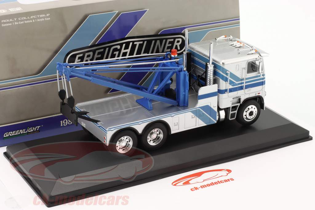 Freightliner FLA 9664 carro attrezzi 1984 d'argento / blu 1:43 Greenlight