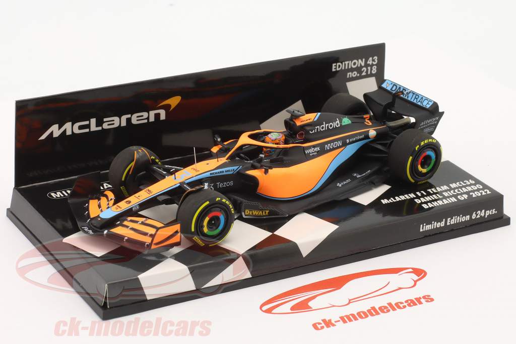 Daniel Ricciardo McLaren MCL36 #3 Baréin GP fórmula 1 2022 1:43 Minichamps