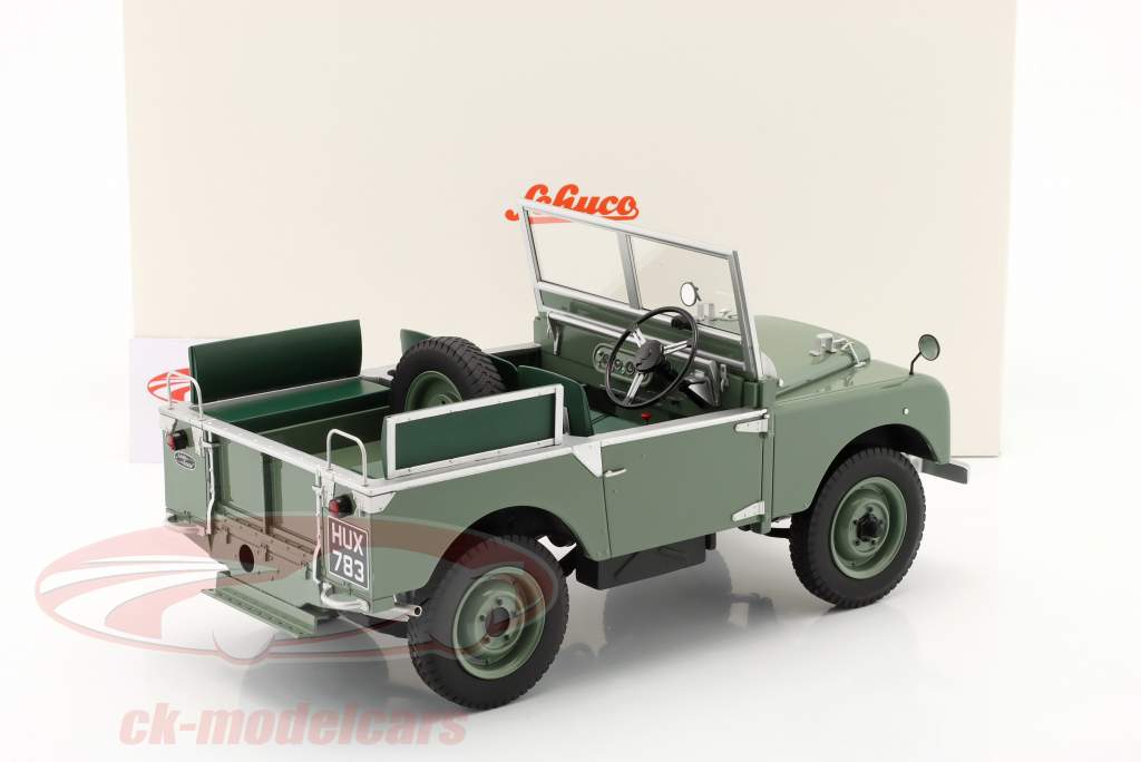 Land Rover 80 RHD open blue green 1:12 Schuco