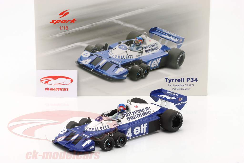 Patrick Depailler Tyrell P34 #4 2nd Canada GP formula 1 1977 1:18 Spark