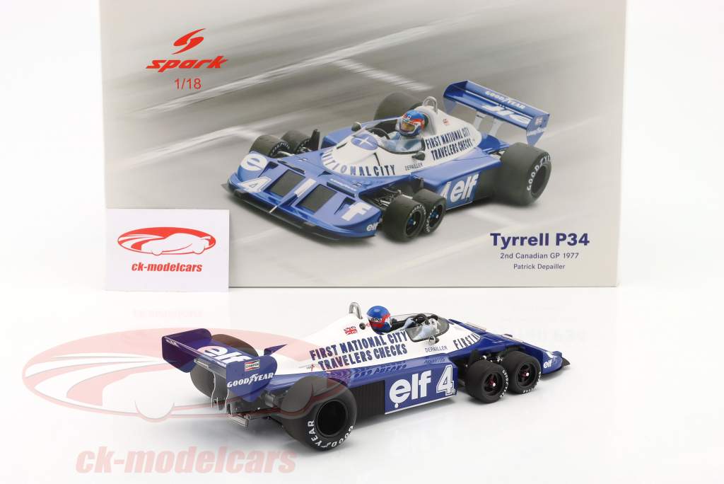 Patrick Depailler Tyrell P34 #4 2e Canada GP formule 1 1977 1:18 Spark