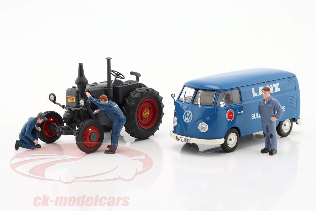Set Lanz Service: Volkswagen VW T1b & Lanz Bulldog with figures 1:32 Schuco