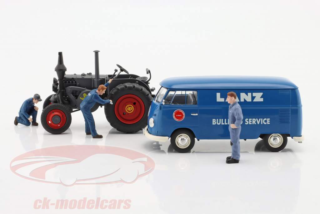 Set Lanz Service: Volkswagen VW T1b & Lanz Bulldog with figures 1:32 Schuco