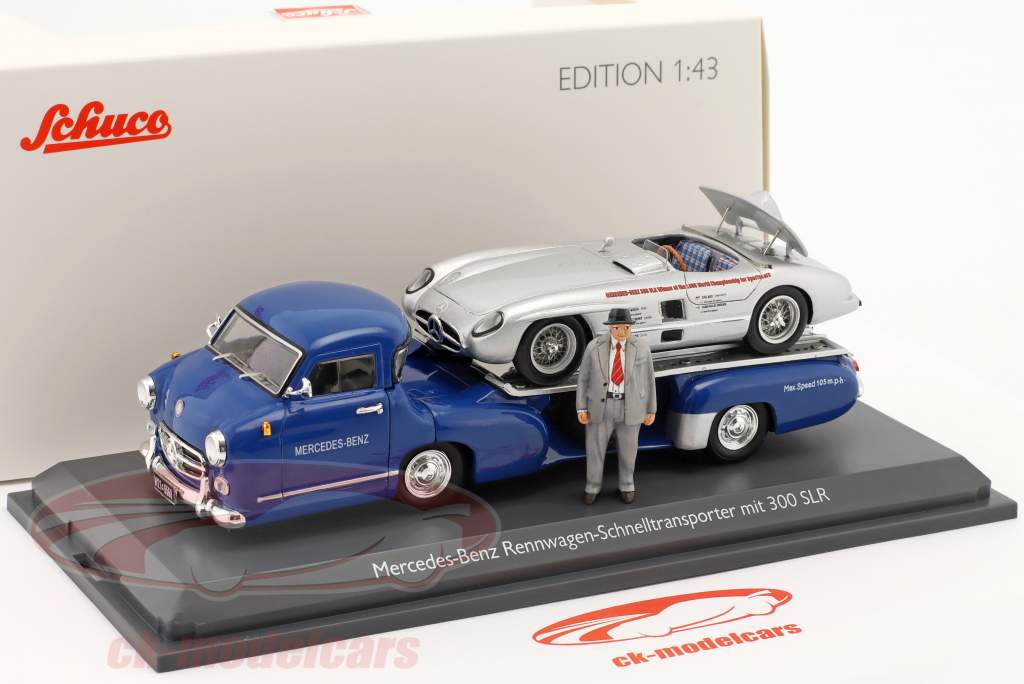 Mercedes-Benz Race car Transporter blu Meravigliarsi insieme a 300 SLR 1:43 Schuco