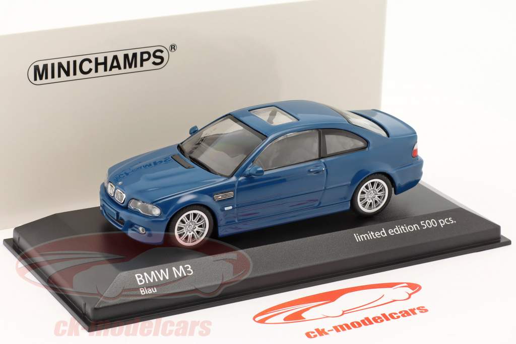 BMW M3 Coupé (E46) Año de construcción 2001 laguna seca azul 1:43 Minichamps