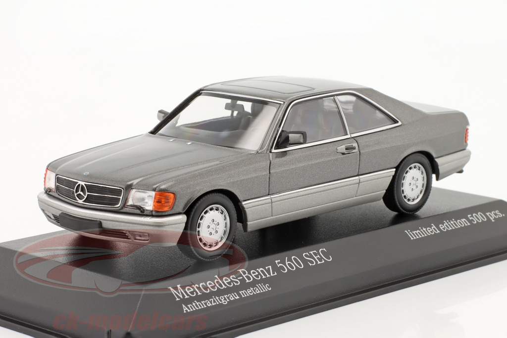 Mercedes-Benz 560 SEC (C126) Byggeår 1986 antracitgrå metallisk 1:43 Minichamps
