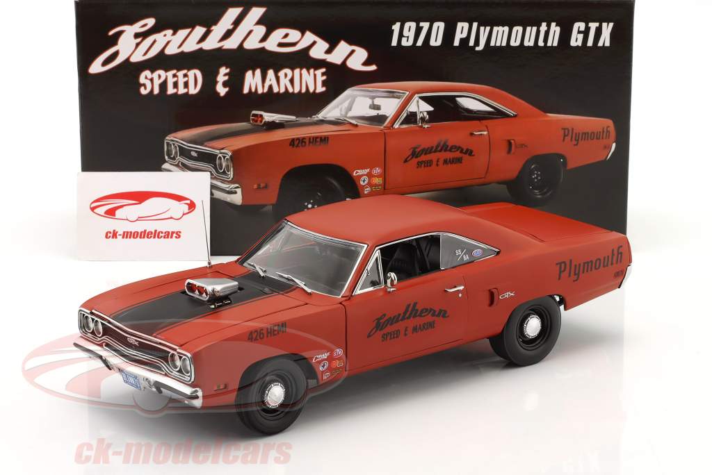 Plymouth GTX Drag Car Southern Speed & Marine 1970 rot-braun 1:18 GMP