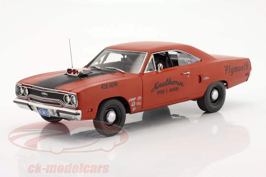 Plymouth GTX Drag Car Southern Speed & Marine 1970 rot-braun 1:18 GMP