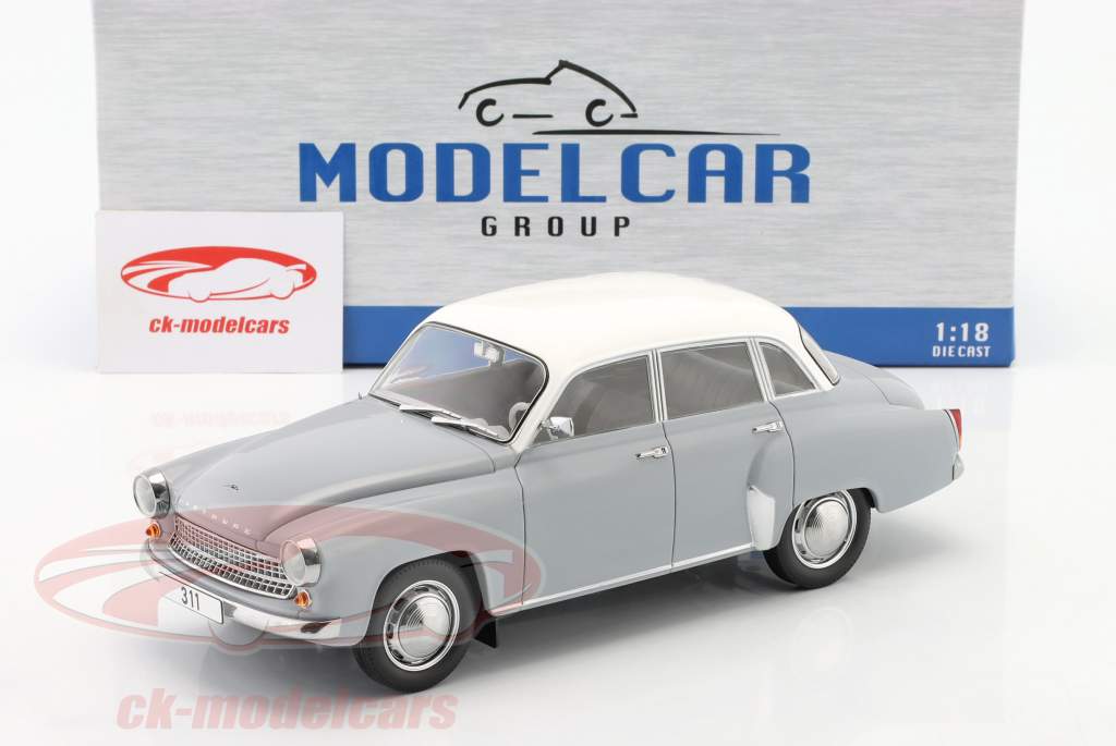 Wartburg 312 cinza / branco 1:18 ModelCar Group