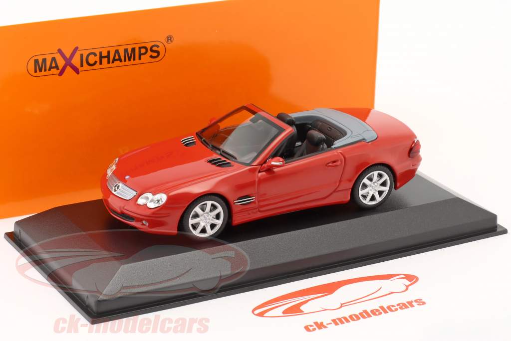 Mercedes-Benz SL-klasse (R230) Bouwjaar 2001 rood 1:43 Minichamps