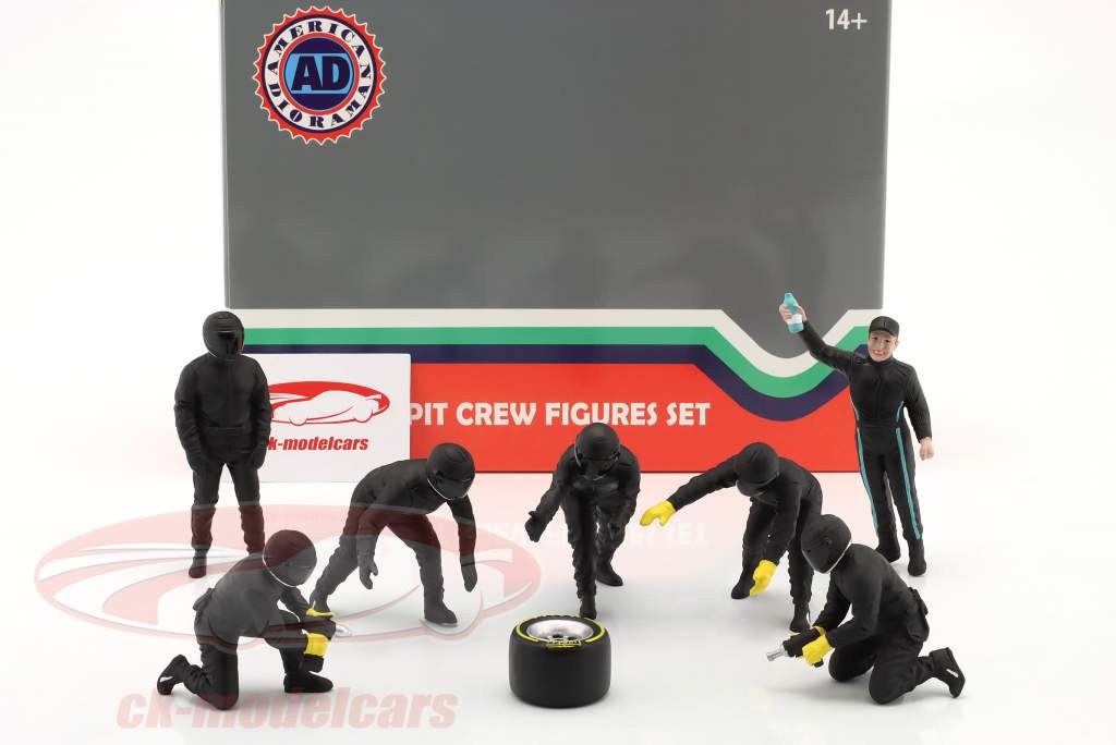 formula 1 Pit Crew figure set #3 Team Black 1:18 American Diorama