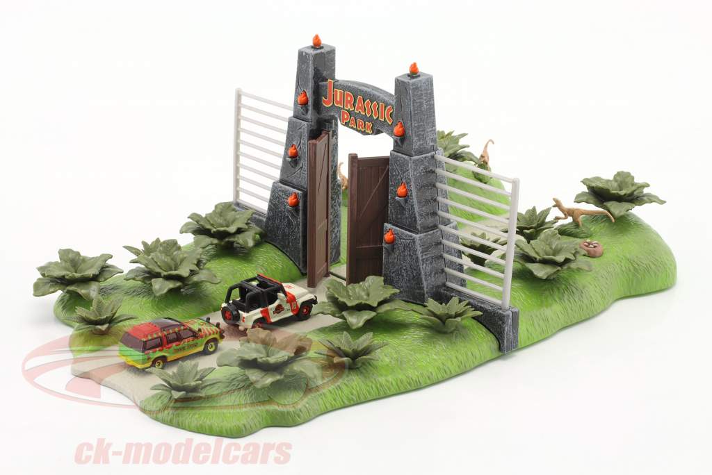 Jurassic Park 30e Verjaardag Nano Scene met 2 auto&#39;s Jada Toys