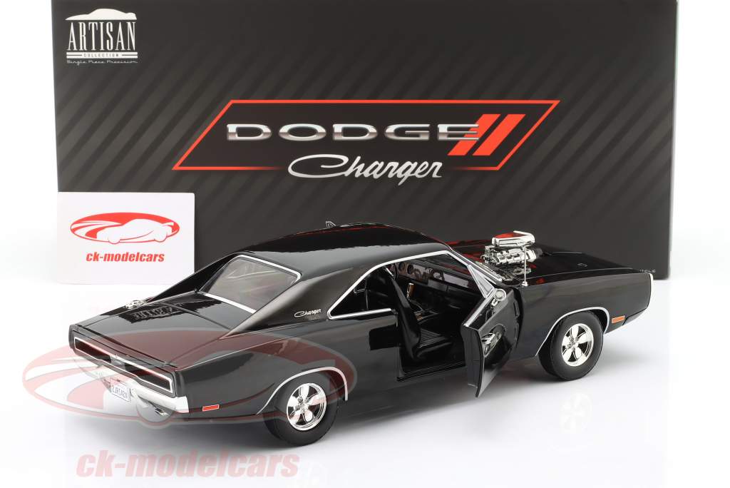 Dodge Charger Blown Engine Année de construction 1970 noir 1:18 Greenlight