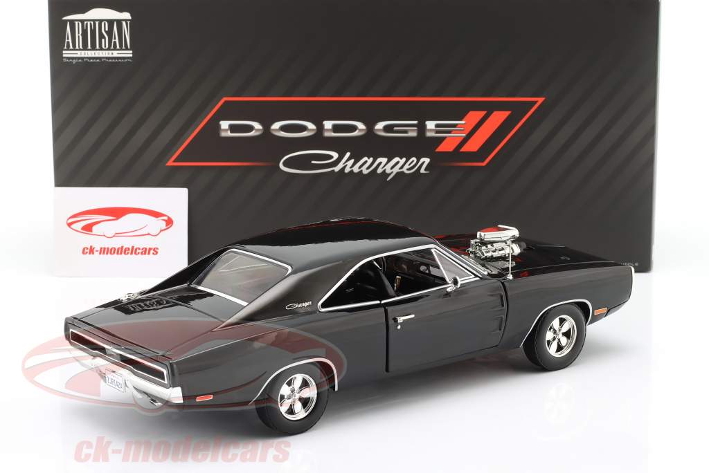 Dodge Charger Blown Engine 建設年 1970 黒 1:18 Greenlight