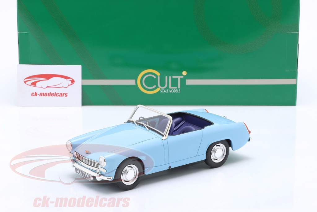 Austin Healey Sprite MK2 cabriolet Bouwjaar 1961 blauw metalen 1:18 Cult Scale