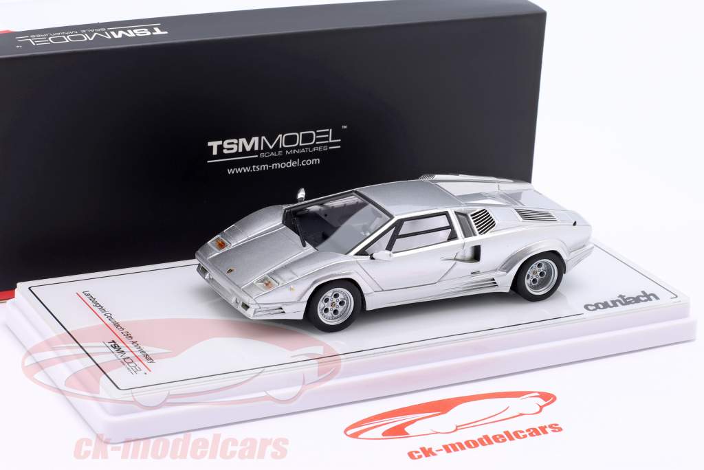 Lamborghini Countach 25e Verjaardag zilver grijs 1:43 TrueScale