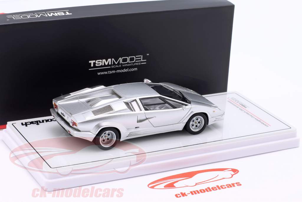 Lamborghini Countach 25e Verjaardag zilver grijs 1:43 TrueScale