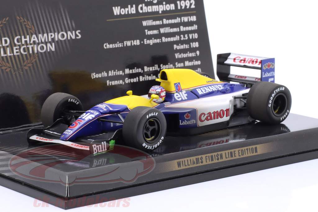 美品◆MINICHAMPS Williams Renault FW14B Williams F1 FW14B #5 Nigel Mansell 1992 World Champion 1:18