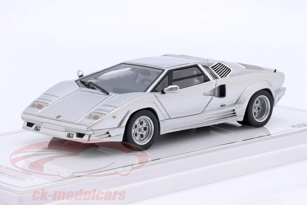 Lamborghini Countach 25e Verjaardag zilver grijs 1:43 TrueScale