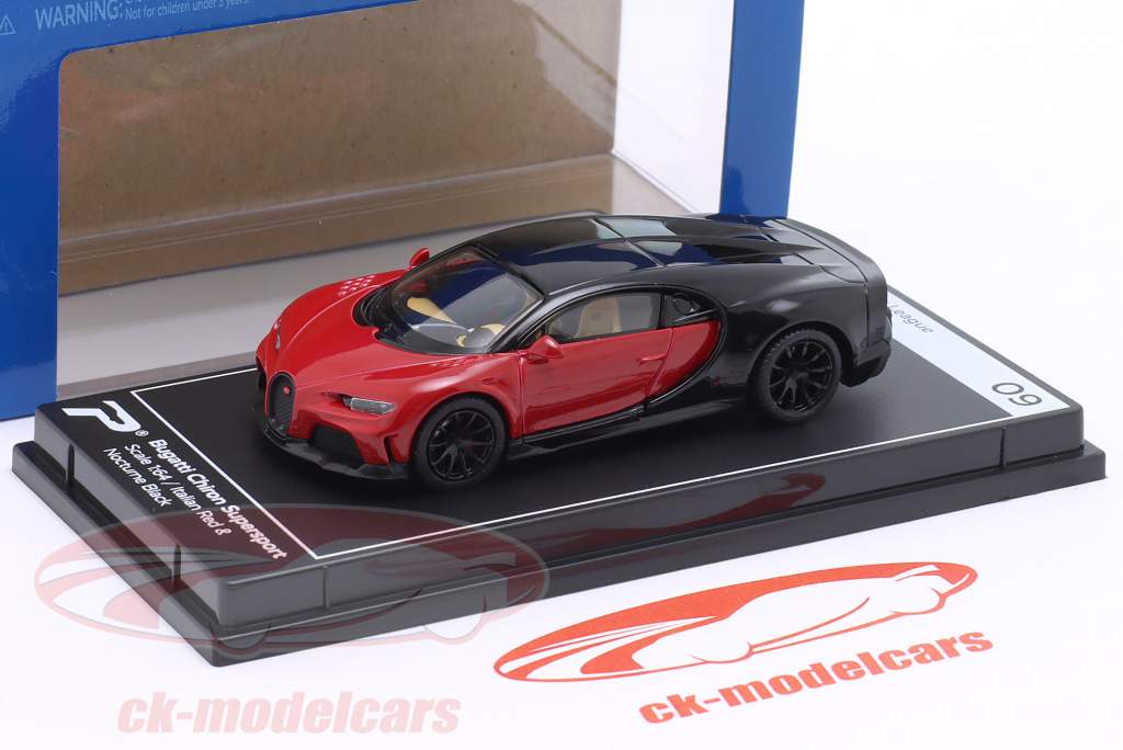 Bugatti Chiron Super Sport 建設年 2021 赤 / 黒 1:64 Kinsmart