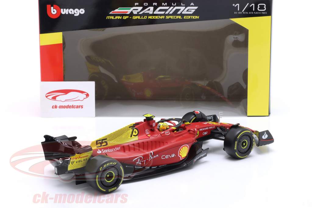 Carlos Sainz Jr. Ferrari F1-75 #55 4 italiensk GP formel 1 2022 1:18 Bburago