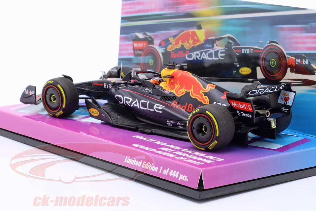M. Verstappen Red Bull RB18 #1 ganhador Miami GP Fórmula 1 Campeão mundial 2022 1:43 Minichamps