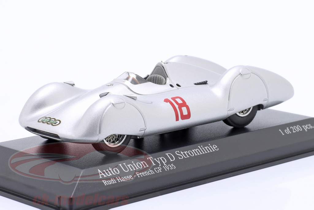 Auto Union Typ D 精简 #18 法国 GP 1938 Rudi Hasse 1:43 Minichamps