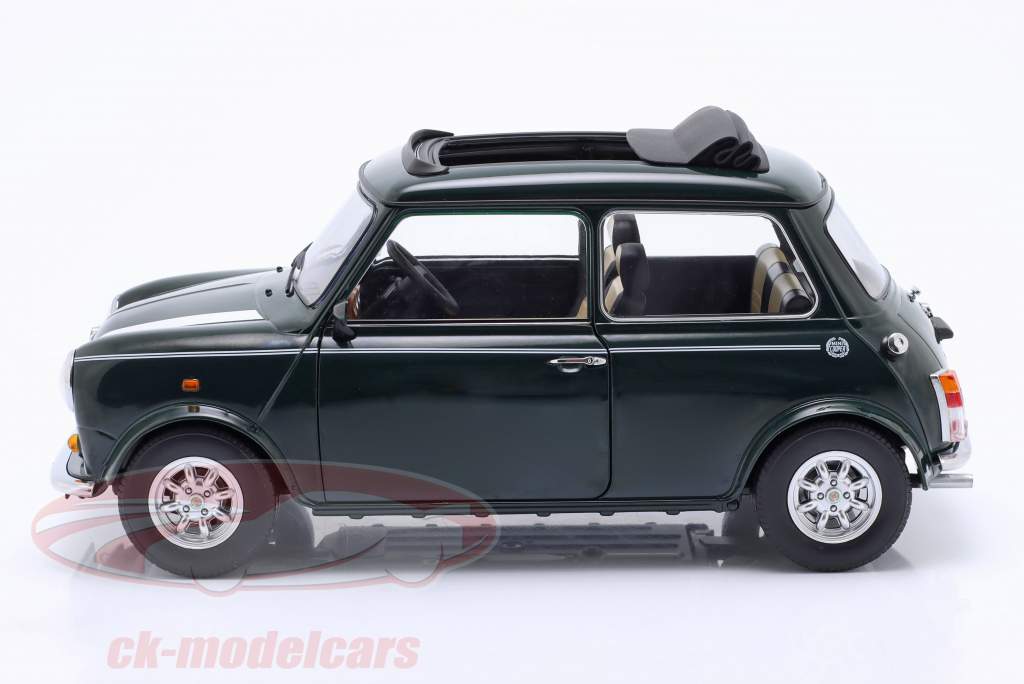 Mini Cooper con tetto apribile verde scuro / bianco RHD 1:12 KK-Scale