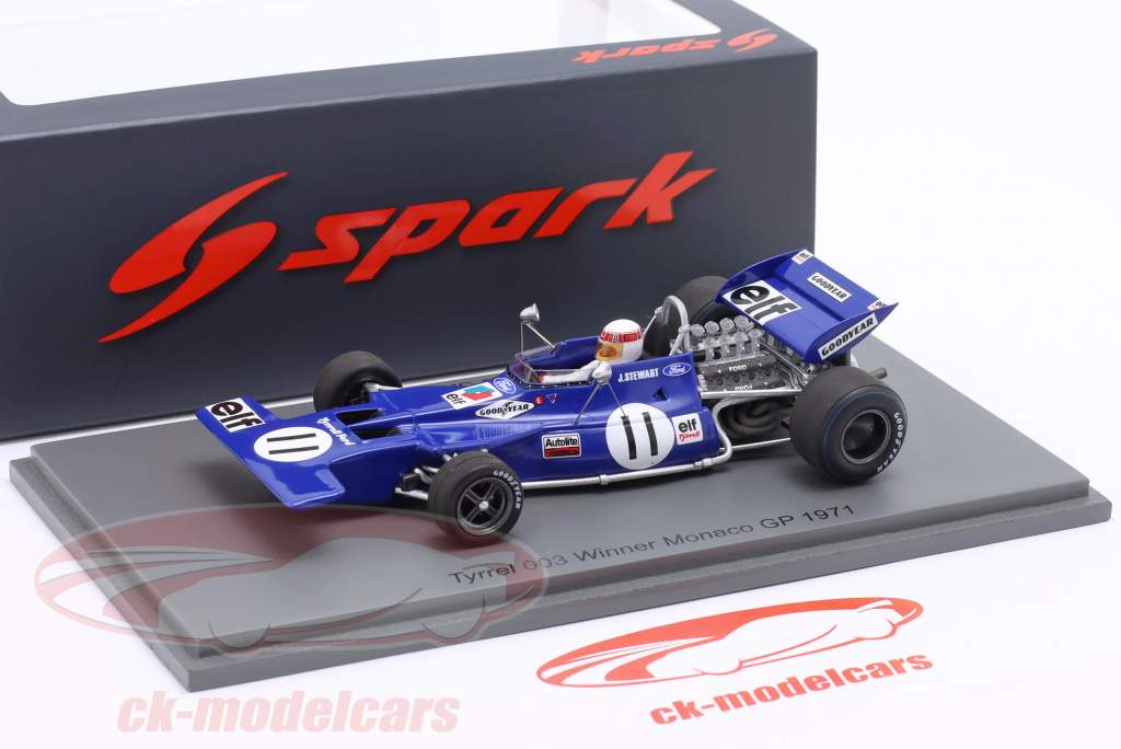 J. Stewart Tyrrell 003 #11 Sieger Monaco GP Formel 1 Weltmeister 1971 1:43 Spark
