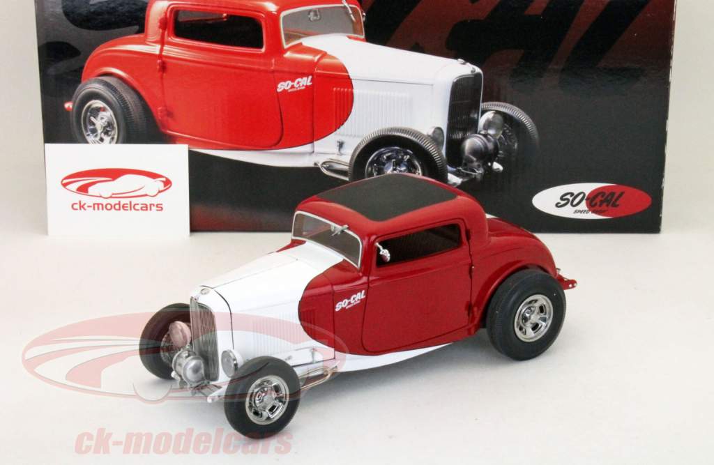 SO-CAL 32福特双门跑车高速赛车红和白/红白1:18 GMP
