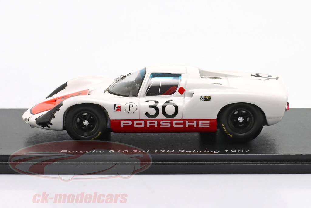 Porsche 910 #36 3rd 12h Sebring 1967 Patrick, Mitter 1:43 Spark