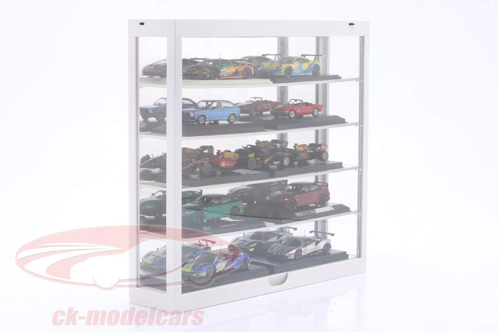 vetrina LED multicase 5 piani per Modelli nel scala 1:43 / 1:64 bianco / specchio Triple9