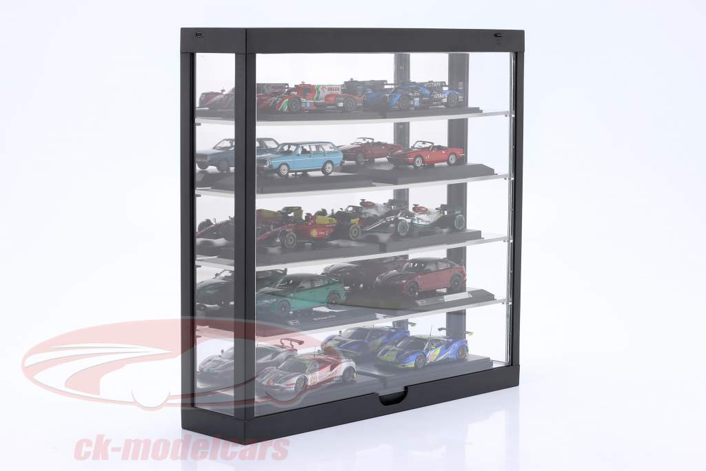 Escaparate LED Multicase 5 pisos para modelos en el escala 1:43 / 1:64 negro / espejo Triple9